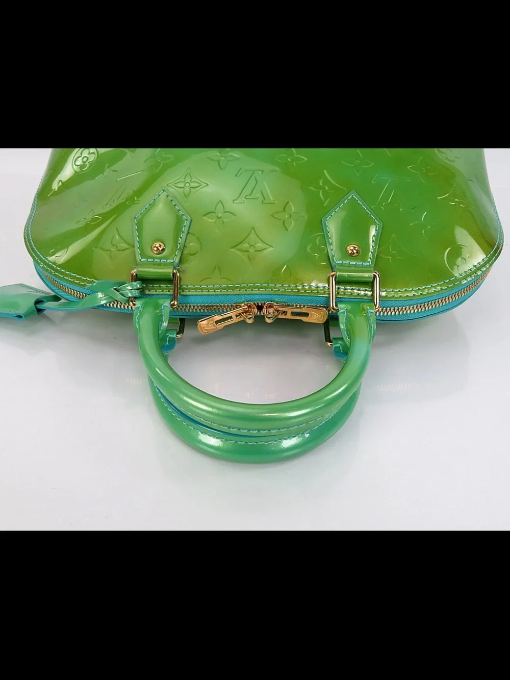 Louis Vuitton Green Patent Vernis Alma Handbag